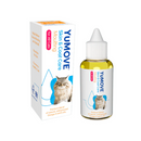 White background with a box and bottle of Yumove Skin & Coat Care Moulting for cats side by side. On both the bottle and box is a long haired tabby cat. Additional text on the box states 'Premium blend of natural, cold-pressed Omega-3 and 6 oils'.