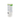 White cylindrical container with green label on a white background