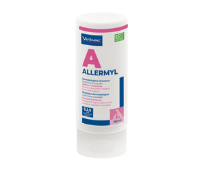 Allermyl shampoo bottle with Virbac logo on a white background