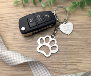 Always In My Heart Charm Paw Memorial Keyring