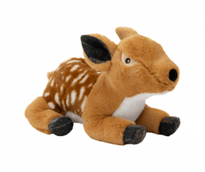 An Ancol Heritage plush toy deer lying down, made of soft brown and white fabric with black hooves and ears, shown on a plain white background.