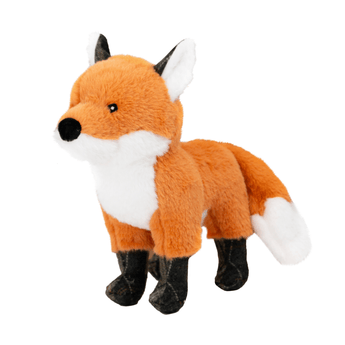 An Ancol Heritage fox plush toy with orange fur, white chest, white ears and tail, and black paws and nose, photographed on a plain white background.