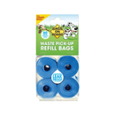 White background with a pack of Bags On Board waste pick-up refill poo bags. On the packet is an illustrated Dalmatian dog on grass.