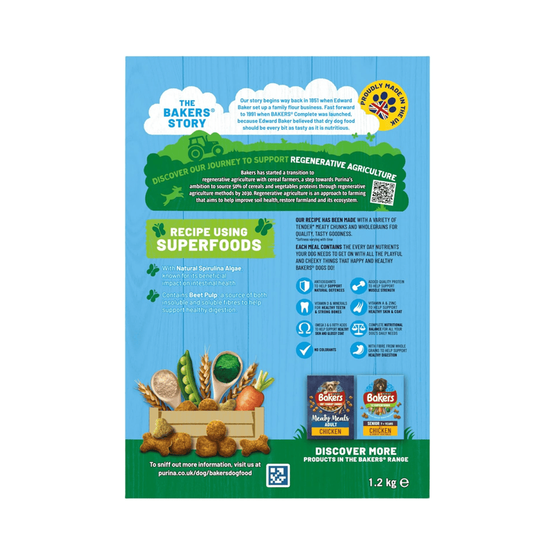 BAKERS Dry Dog Food Chicken with Vegetables bag back on white background