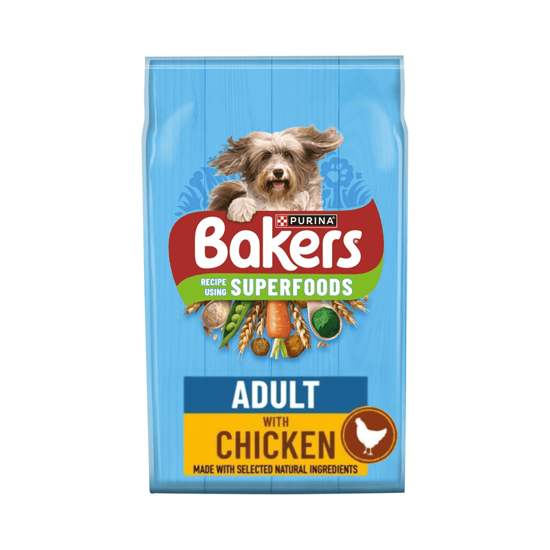 BAKERS Dry Dog Food Chicken with Vegetables bag on white background