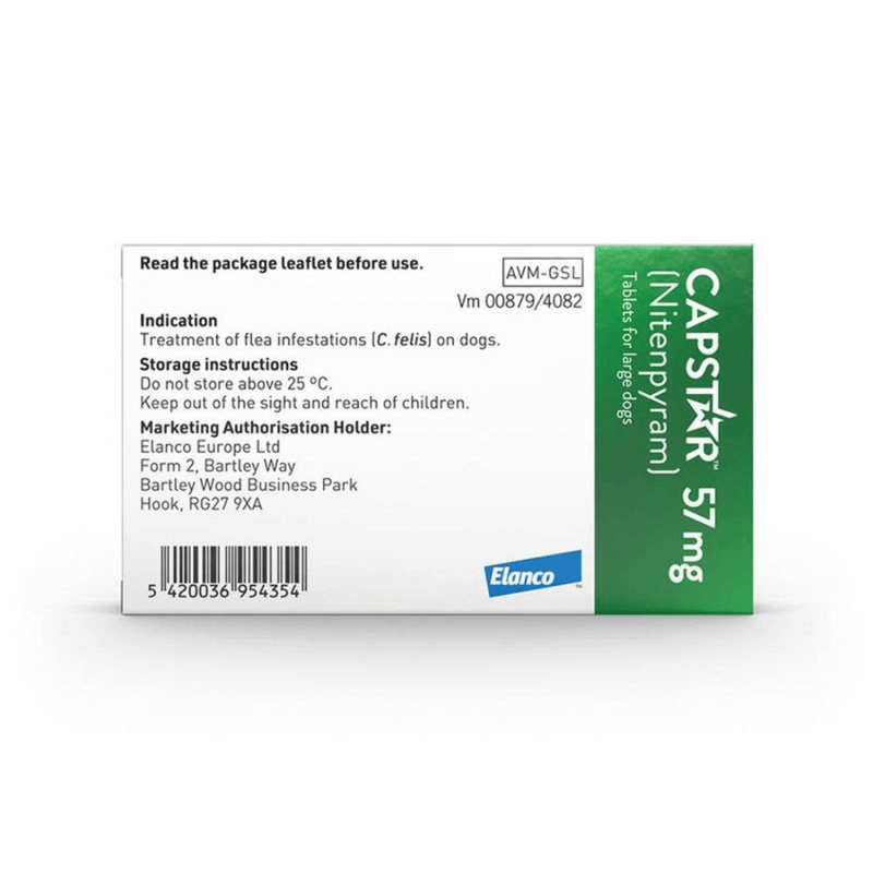 CAPSSTAR 57 mg packaging with green and white design on a white background