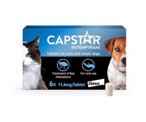 CAPSTAR packaging for cats and small dogs with images of a cat and dog on a white background