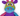 Close up of plush cartoon multi-coloured cow dog toy, patches of blue, green, purple and pink all over. Stitched eye, nostril and smile details on the face. Pictured on a white background. 