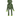 Back view of frog shaped dog toy with a long arms and legs, a green and black stripy body, arms and legs with a solid green hands and feet pictured on a white background. 