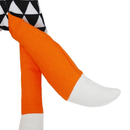 Close up of orange plush fox toy tail with white tip pictured on a white back ground. 