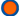 Frisbee style toy with a blue rudder outer rim and orange nylon inside on a white background. 
