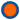 Frisbee style toy with a blue rudder outer rim and orange nylon inside on a white background. 