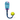 White background with a yellow Coachi Tugger Ball with a blue bungee handle, attached to a blue cardboard tag. 