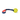 White background with a yellow Coachi Tugger Ball with a blue and coral bungee handle.