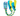 White background with a lime green, navy and turquoise Coachi Tuggi Tug dog toy, attached to a blue cardboard tag. 