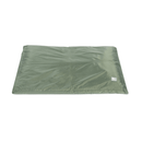 Front view of a pillow-type green waterproof dog bed. 
