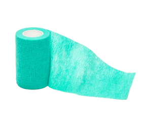 White background with a 7.5cm Green CVET Cohesive bandage pictured. 