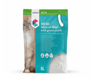 CVET Micro Silica Cat Litter Green Pearls on white background