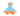 White background with a front view of a baby blue Rosewood Delia duck, with orange beak and feet and rope legs and neck.