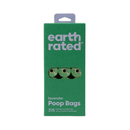 White background with Earth Rated poop bags in green cardboard packaging. On the packaging is text 'Lavender Poop Bags, 315'