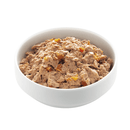 White background with a white bowl of Edgard and Cooper wet dog food pictured. 