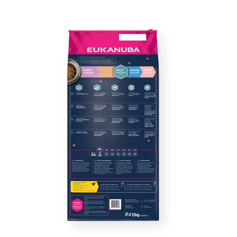 Eukanuba Active Adult Medium Breed Chicken - 12kg (back)