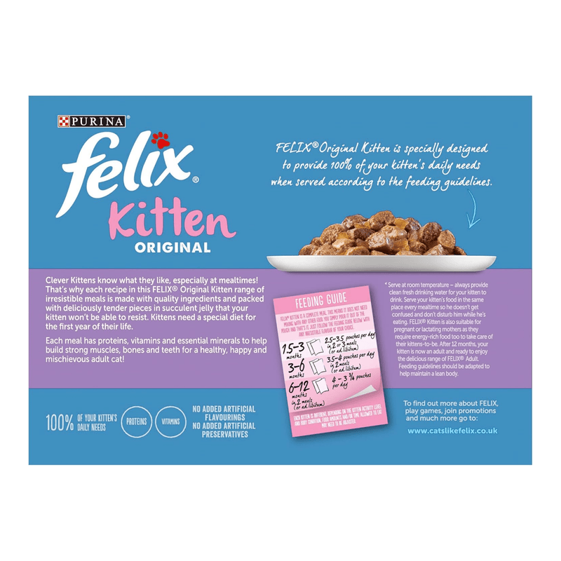 Back of the felix kitten multipack box with nutritional information
