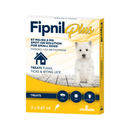 Fipnil Plus packaging for small dogs with a white dog illustration on a yellow background