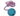 White background with a single blue Good Boy bobbled ball with a hole in it attached to a purple rope.