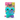 A Fuggler Bonkers dog toy shaped like a monster, shown both inside its retail packaging and unpacked. The plush toy is turquoise blue with purple patches, featuring large black eyes, a wide grin with white teeth, and a pink Bonkers tag attached near the bottom left.