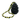 A black Grrrelli Rope Tugger Dog Toy textured rubber dog toy with a braided rope handle in black, yellow, and green, isolated on a white background.