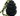A close up of a black Grrrelli Rope Tugger Dog Toy textured rubber dog toy with a braided rope handle in black, yellow, and green, isolated on a white background.