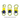 White background with three blue and yellow Happy Pet Minion dog toy with tug ropes at the top and bottom.