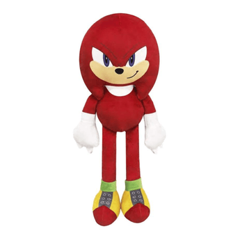A jumbo plush dog toy of Knuckles the Echidna, featuring his classic red body, cream-colored face, white gloves, and red-and-yellow shoes, set against a plain white background.