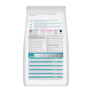 Back view of bag of Hills Science Plan dry dog food packaged in a white bag on white background.  