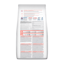 Back view of bag of Hills Science Plan dry dog food packaged in a white bag on white background.