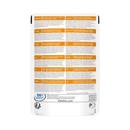 Back view of Hills Prescription Urinary Care Chicken wet food pouch on a white background. 