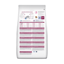 Back view of bag of Hills Prescription Diet Digestive Care Low Fat dry food packaged in a white bag on white background.