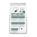 Back view of bag of Hills Prescription Diet M/D dry cat food packaged in a white bag on white background.