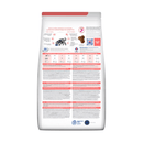 Back view of bag of Hills Prescription Diet On-Care dry food packaged in a white bag on white background.