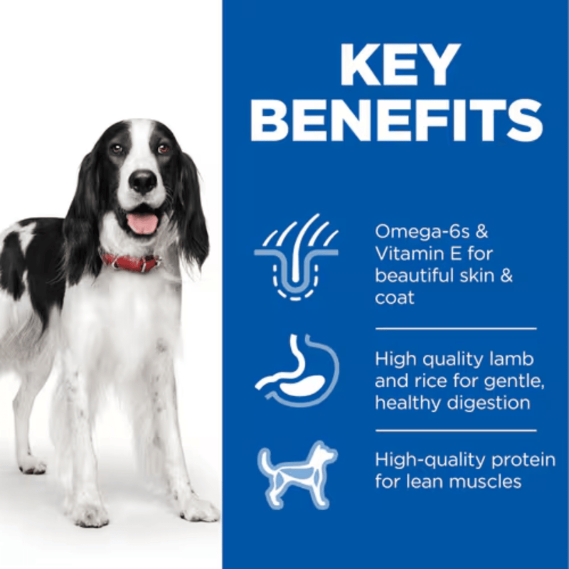 Hills Science Plan Medium Adult Dry Dog Food Lamb info graphic