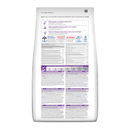 Back view of bag of Hills Science Plan dry dog food packaged in a white bag on white background.  