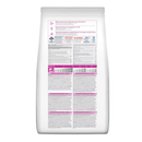 Back view of a bag of Hills Science Plan Small Puppy Dry Dog Food Chicken on white background