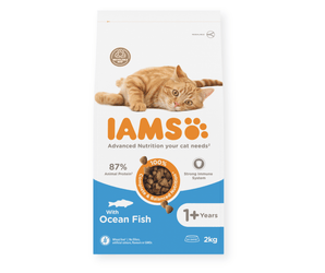 IAMS Dry Adult Cat Food Ocean Fish 2kg on white background