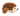 Faux fur hedgehog cat toy with black eyes and nose with brown faux fur as spines and a cream belly. Pictured on a white background.