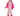 Pink soft fabric and rope rabbit KONG Dog Toy with a pink eyes, bright pink ears and feet attached to a cardboard backing, pictured on a white background. 