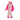 Pink soft fabric and rope rabbit KONG Dog Toy with a pink eyes, bright pink ears and feet attached to a cardboard backing, pictured on a white background. 