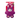 White background with a KONG Snuzzles Bunny dog toy, the main body is made from purple fur body with pink feet and inner ears with stitched features attached to a cardboard backing.