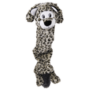 Snow Leopard long dog toy, on a white background. 