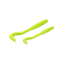 Two green plastic tools on a white background